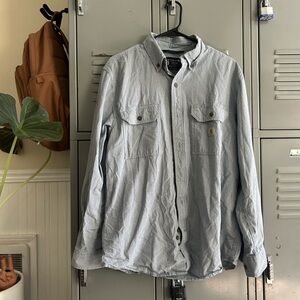 Carhartt Men's Loose Fit Midweight Chambray Long-Sleeve Shirt size M pinstripe